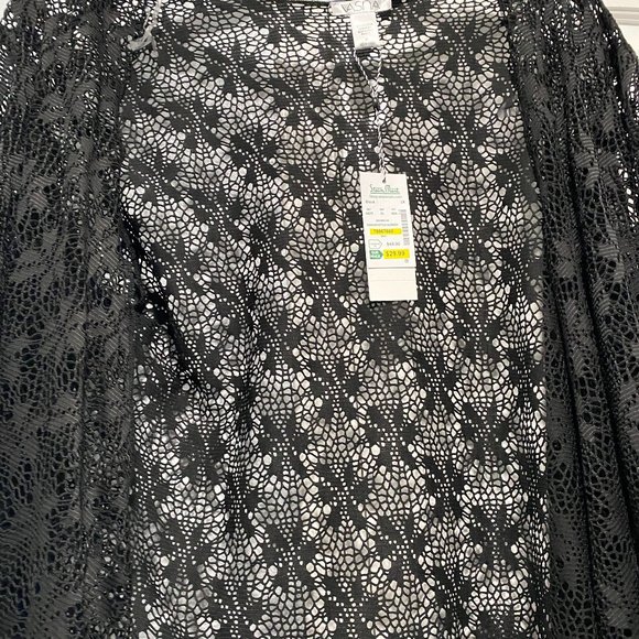 Plus Size Vasna Black Mesh Cardigan from Stein Mart - Picture 2 of 7